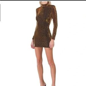 Dress the Population Alex Gold Metallic Leopard Print Bodycon dress, NWT